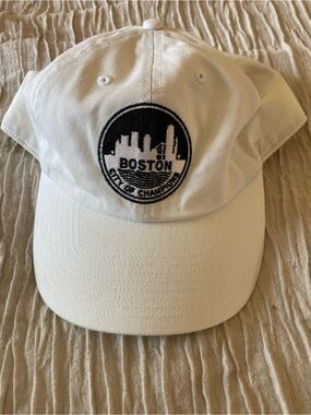 47 White Baseball Cap with Black Stitching and Skyline Patch
